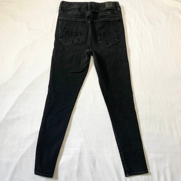 VTG Y2k 2000S American Eagle Womens 360 Next Level Stretch Black Denim Jeans - Picture 3 of 7